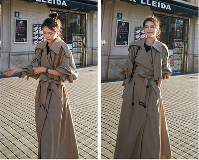 Abrigo Trench Largo con Cintura Ajustable - Image 11