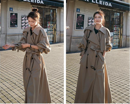 Abrigo Trench Largo con Cintura Ajustable - Image 11