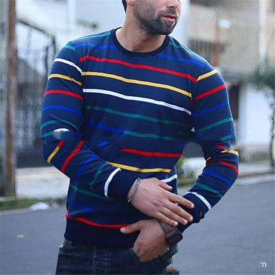 Camisa Hombre Cuello Redondo con Rayas en Dobladillo - Image 5