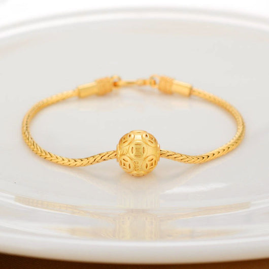 Pulsera de Cuentas de Oro Antiguo en Cobre Puro con Tarjeta de Bendición - Image 4