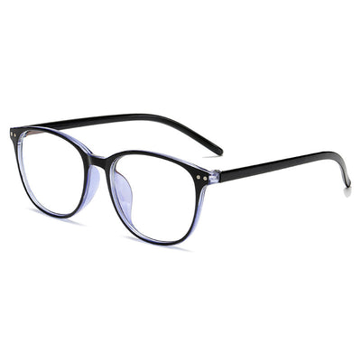 Black plastic round frame anti-blue light glasses for women with clear lenses, shown on a white background. - Image 3
