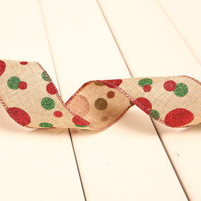 Cinta Decorativa Navideña con Lunares Estampados en Lino - Image 8