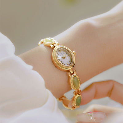 Reloj de Pulsera Lujo para Mujer con Jade Hetian Natural - Diseño Retro Impermeable - Image 13