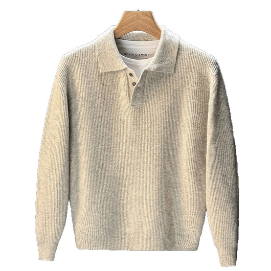 Suéter Retro Tejido Liso para Hombre - Comodidad de Invierno - Image 4