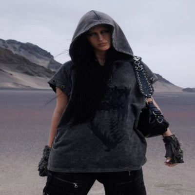 Sudadera sin Mangas con Capucha y Diseño Pentagrama - Image 2