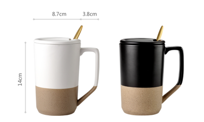 Taza Cerámica Retro Japonesa Grande con Tapa y Cuchara - Image 14