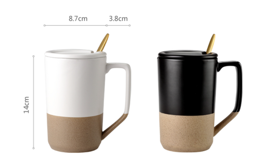 Taza Cerámica Retro Japonesa Grande con Tapa y Cuchara - Image 14