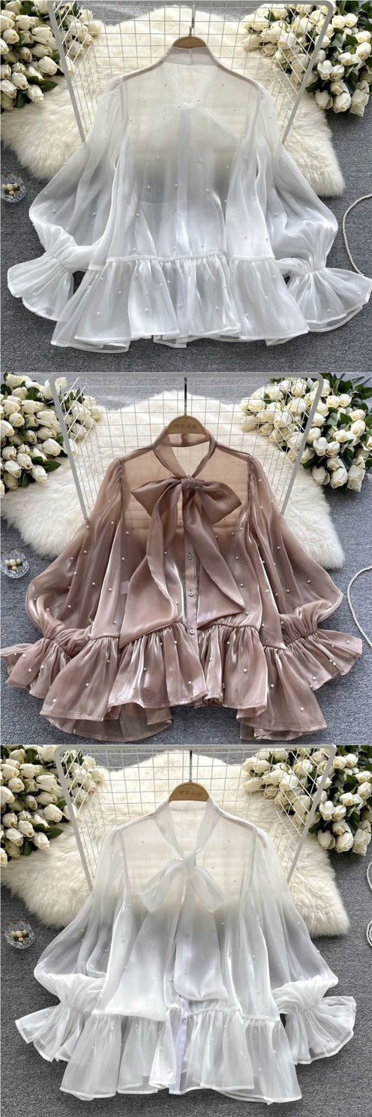 Blusa Elegante con Mangas Acampanadas y Detalle de Moño en Perlas - Image 20
