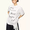 Camiseta Manga Corta Cuello Redondo con Letras Cursivas para Mujer Verano