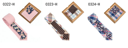 Corbata de Algodón con Estampado Floral y Pañuelo de Bolsillo - Image 43