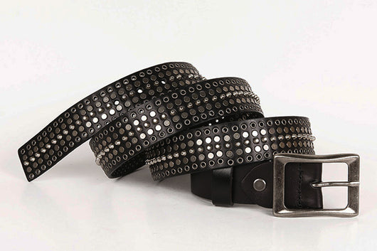 Cinturón de Cuero Ancho 3.5" Unisex con Remaches Calados - Image 8