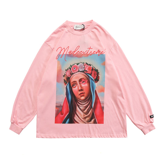Camiseta Manga Larga Retro con Estampado de Retrato - Estilo Urbano Europeo - Image 2
