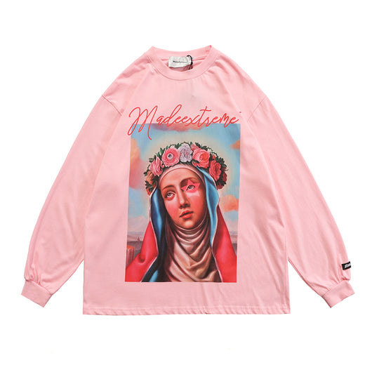 Camiseta Manga Larga Retro con Estampado de Retrato - Estilo Urbano Europeo - Image 2