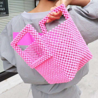 Bolsa Tote Blanca con Marco de Perlas - Image 5