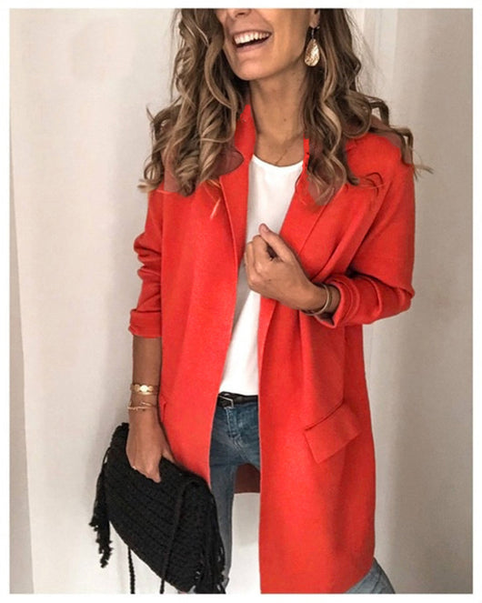Blazer Casual de Manga Larga con Bolsillos Falsos - Colores Sólidos - Image 10