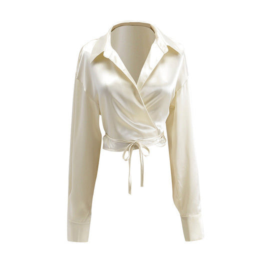 Blusa Bandage de Satén Brillante para Mujer - Ligera y Fresca - Image 3
