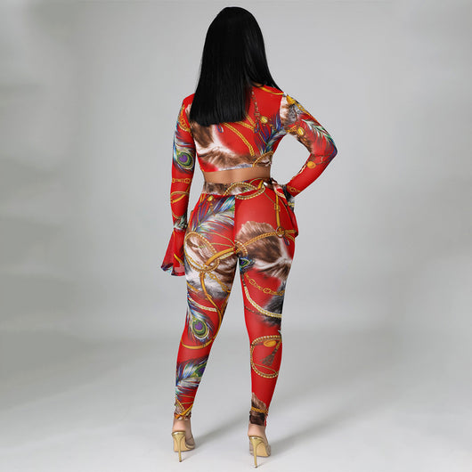 Blusa Elegante de Gasa Estampada con Manga Ajustada Efecto Reductor - Image 17