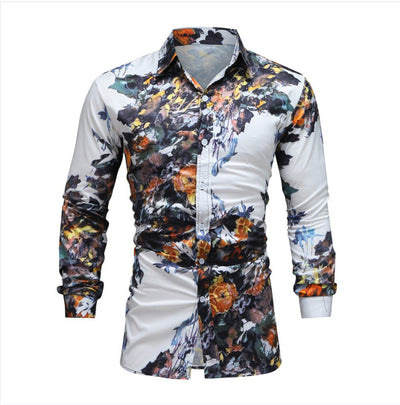 Camisa Casual de Manga Larga con Estampado para Hombre - Image 34