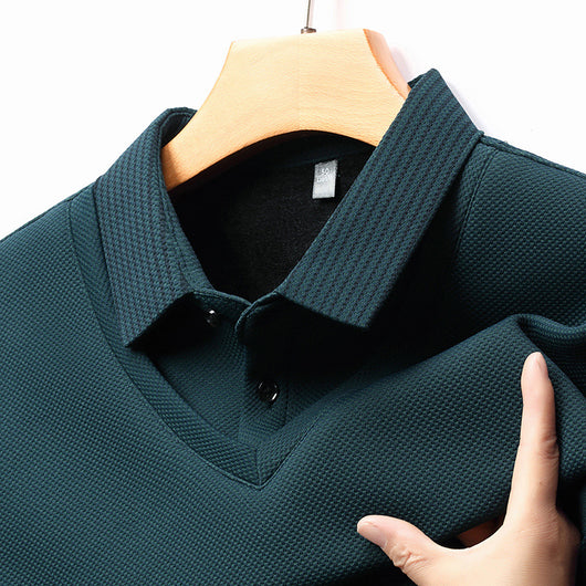Playera Casual de Negocios con Efecto Dos Piezas y Mangas Rayadas - Image 10