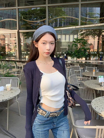 Cardigan Tejido Abotonado para Mujer con Chaleco Integrado - Image 37