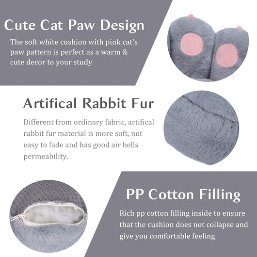 Cojín de Piso con Forma de Pata de Gato - Almohada Extraíble de Felpa para Silla Gamer y Descanso - Image 5