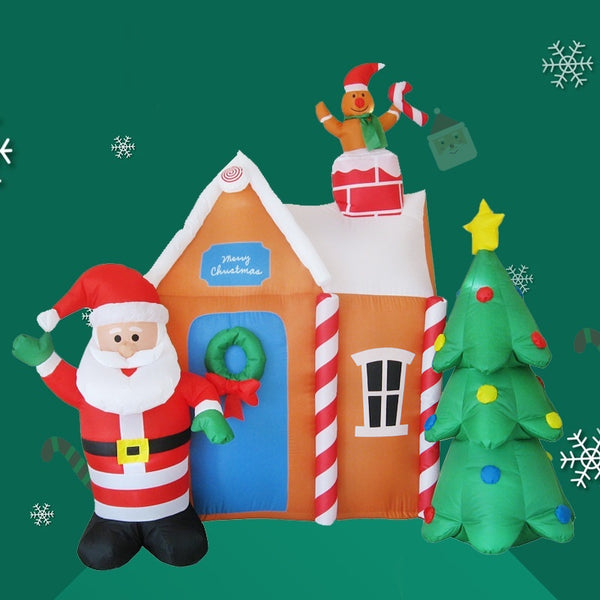 Papá Noel Inflable Luminoso con Árbol de Navidad - Decoración Navideña Gigante