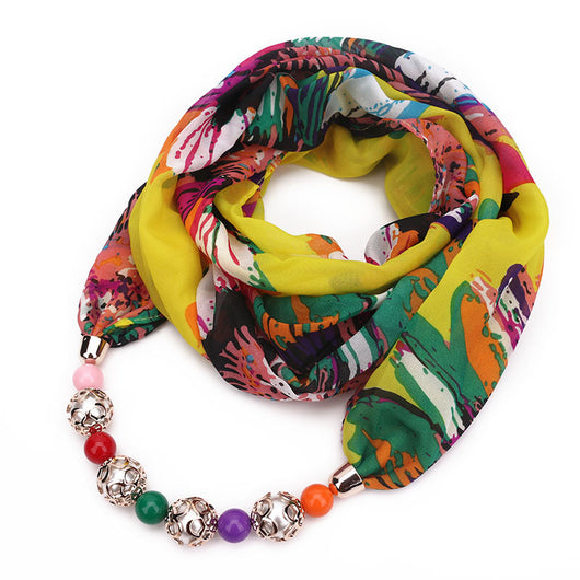 Collar Pañuelo de Chifón con Dije de Aleación Estampado - Image 13