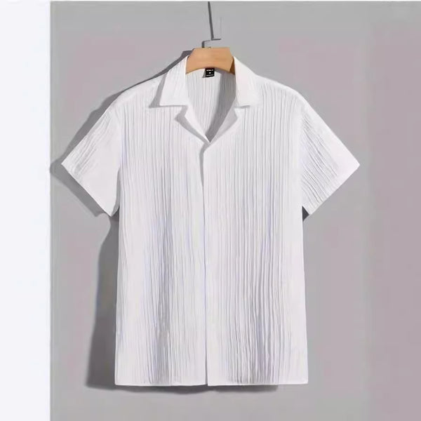 Camisa Polo Rayas Clásica Cuello Italiano Manga Corta