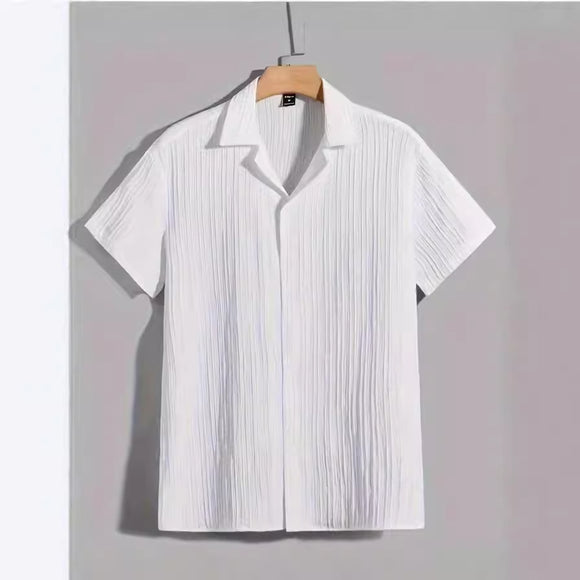 Camisa Polo Rayas Clásica Cuello Italiano Manga Corta