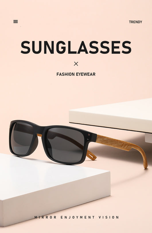 Gafas de Sol Cuadradas Retro con Pata de Madera y Lente Degradado para Hombre - Image 18
