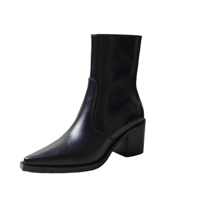Botas Martin de Cuero Genuino con Tacón Grueso para Otoño e Invierno - Image 12