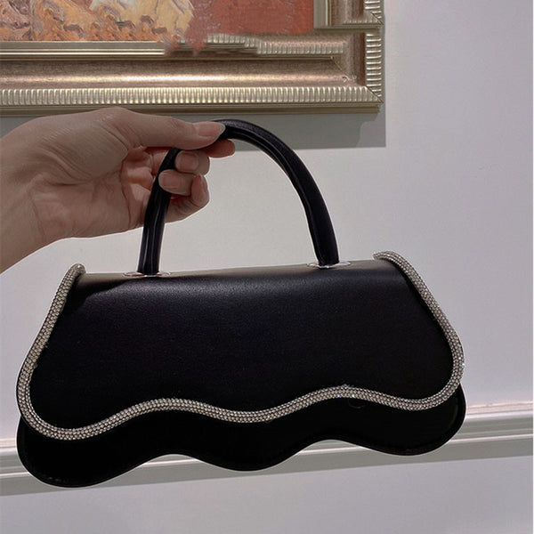 Bolso de Mano Brillante con Diamantes Engarzados