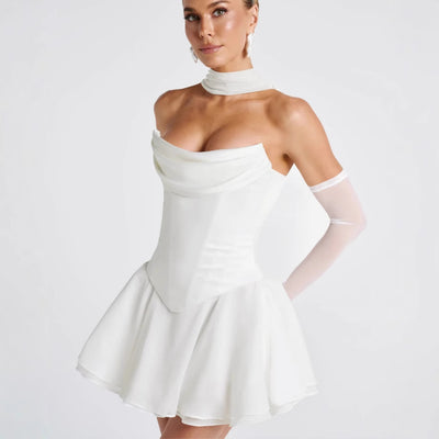 Vestido Tubo Francés de Color Sólido con Mangas - Image 3