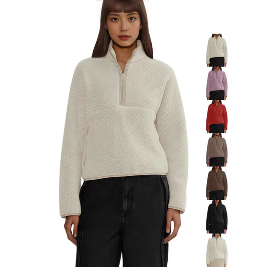 Sudadera Suelta con Cierre Medio para Mujer - Comodidad Casual - Image 2