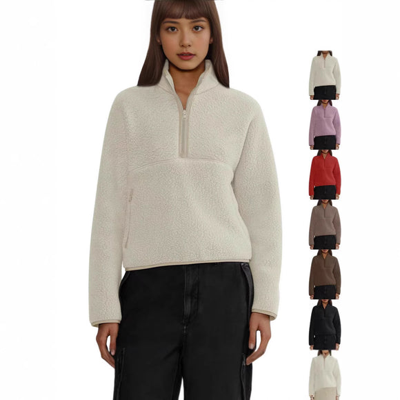 Sudadera Suelta con Cierre Medio para Mujer - Comodidad Casual