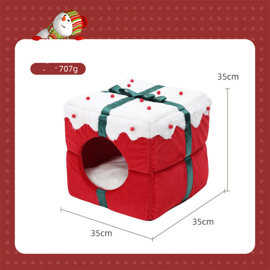 Cama Nido Felino Doble Uso - Refugio Cerrado Navideño para Gatos y Perros Pequeños - Image 6