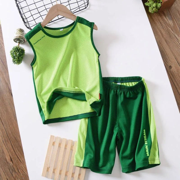 Conjunto Deportivo Infantil de Malla: Chaleco y Shorts Transpirables