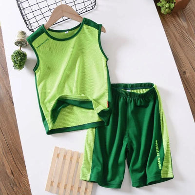 Conjunto Deportivo Infantil de Malla: Chaleco y Shorts Transpirables