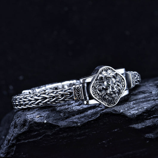 Pulsera de Plata Esterlina S925 Tejida a Mano - Diseño Étnico León Dominante - Image 9