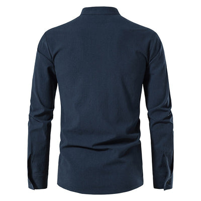Camisa Cuello Mao Manga Larga Algodón y Lino - Image 27