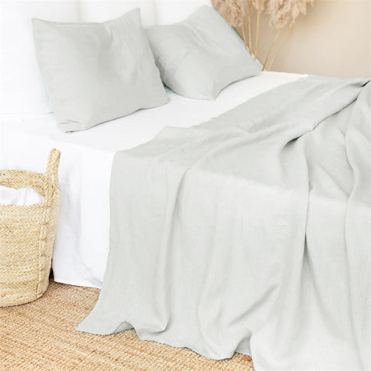 Sábanas de Lino Estilo Nórdico en Colores Sólidos para Cama Individual y Doble - Image 11