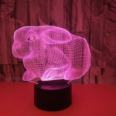 Lámpara 3D Conejo con Control Remoto y Luz Nocturna Táctil - Image 6