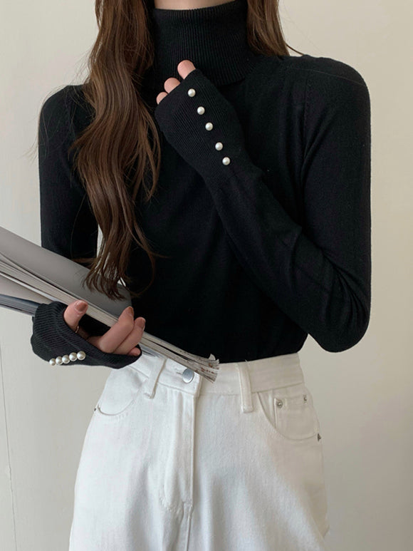 Blusa Tejida Cuello Alto Estilo Occidental Moderno