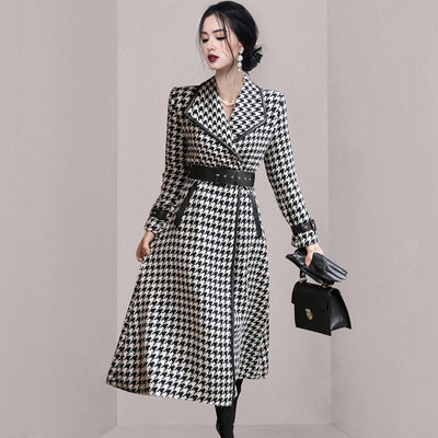 Abrigo Largo Estilo Western con Solapa y Cintura Ajustable
