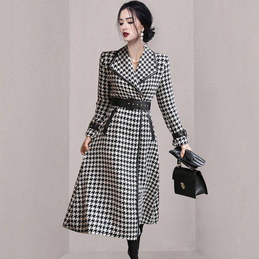 Abrigo Largo Estilo Western con Solapa y Cintura Ajustable