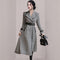Abrigo Largo Estilo Western con Solapa y Cintura Ajustable