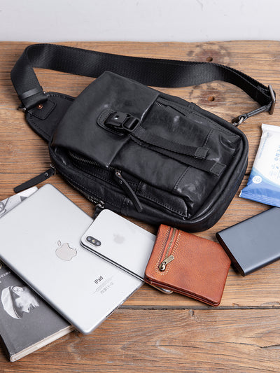 Bolso Pecho Cuero Genuino para Hombre - Diseño Moderno y Funcional - Image 9