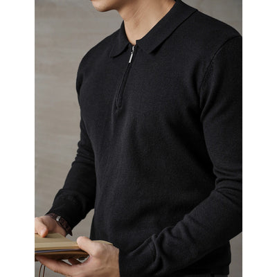 Suéter Polo de Manga Larga con Cierre Medio para Hombre - Image 17