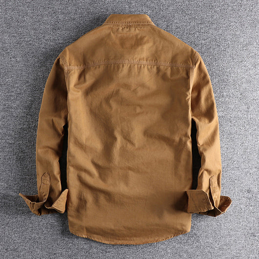Camisa de Trabajo Retro con Bolsillos 3D - Algodón Manga Larga Hombre - Image 17