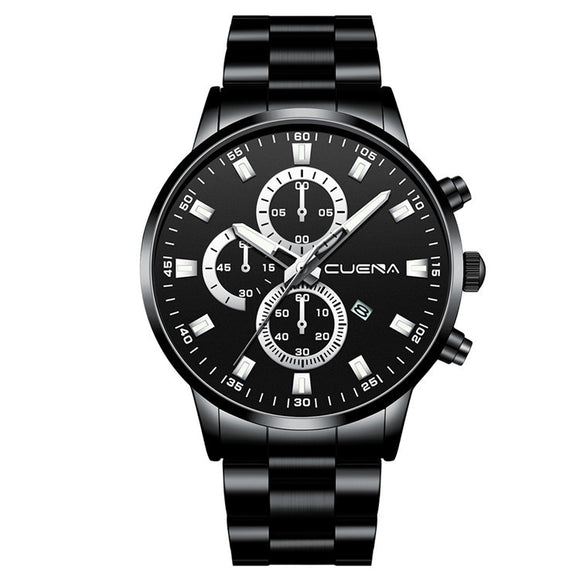 Reloj de Acero Inoxidable CUENA 889 con Calendario y Movimiento de Cuarzo